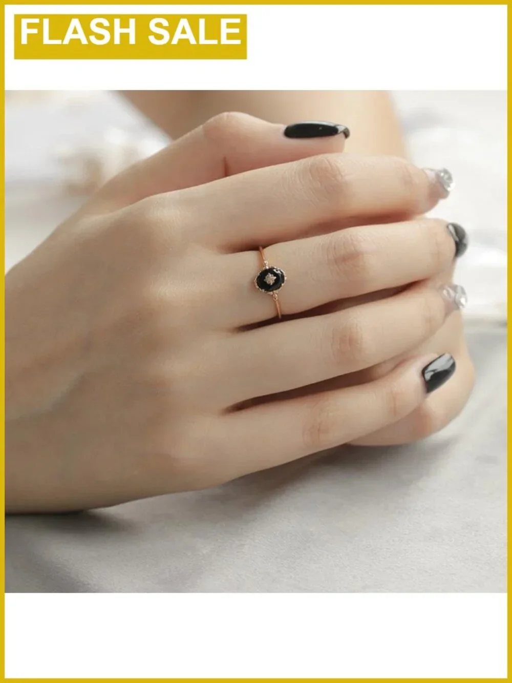 Onyx Black Diamond Oval Stacking Rings 925 Silver Plated Women Men